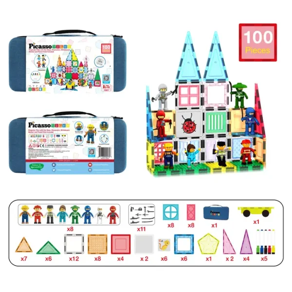 PicassoTiles | Magnetische bouwset 100-delig - Afbeelding 7