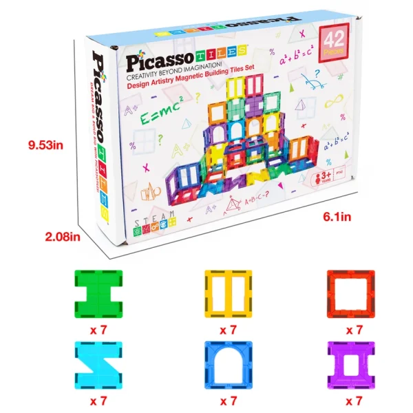 PicassoTiles | Magnetische bouwset 42-delig - Afbeelding 6