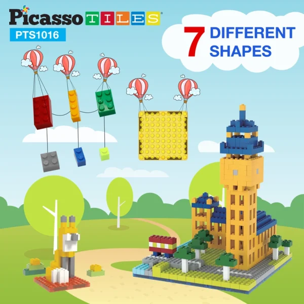 PicassoTiles | Magnetische bakstenen en tegelbouwset 1016-delig - Afbeelding 8