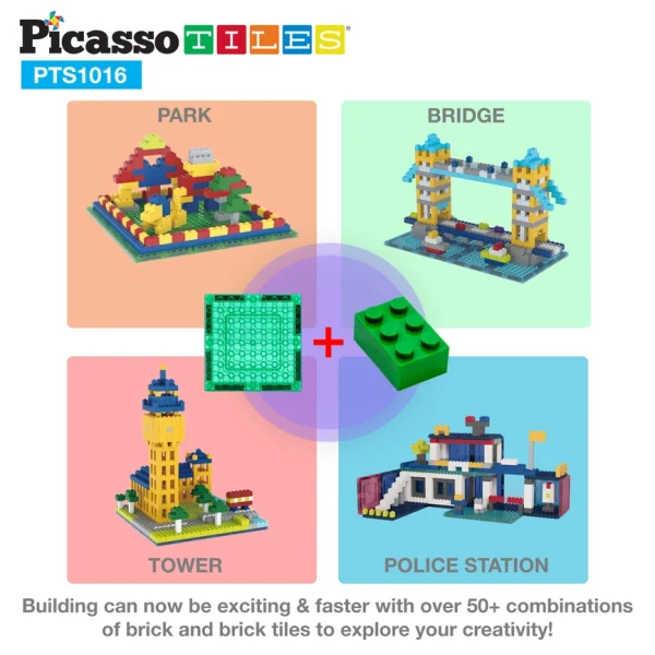 PicassoTiles | Magnetische bakstenen en tegelbouwset 1016-delig - Afbeelding 5