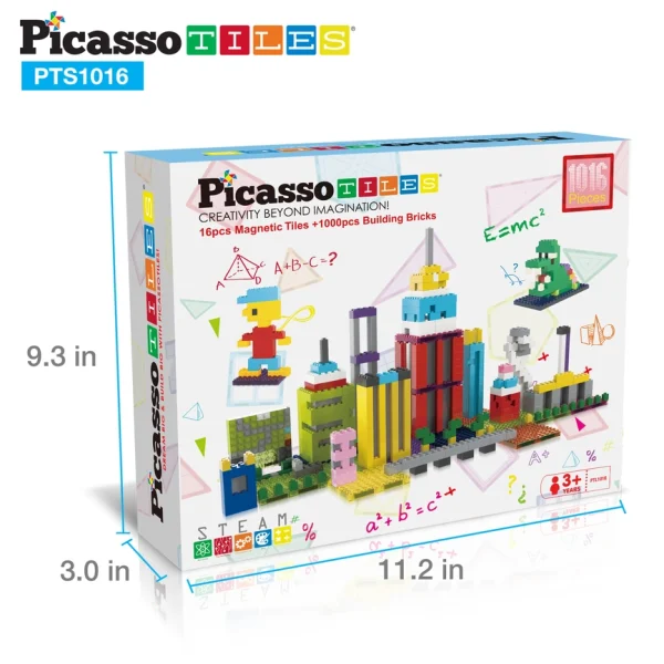PicassoTiles | Magnetische bakstenen en tegelbouwset 1016-delig