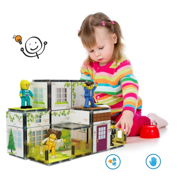 PicassoTiles | Magnetische bouwset poppenhuis 65-delig - Afbeelding 3