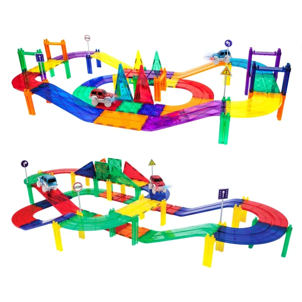 PicassoTiles | Magnetische bouwset Racebaan 50-delig - Afbeelding 3