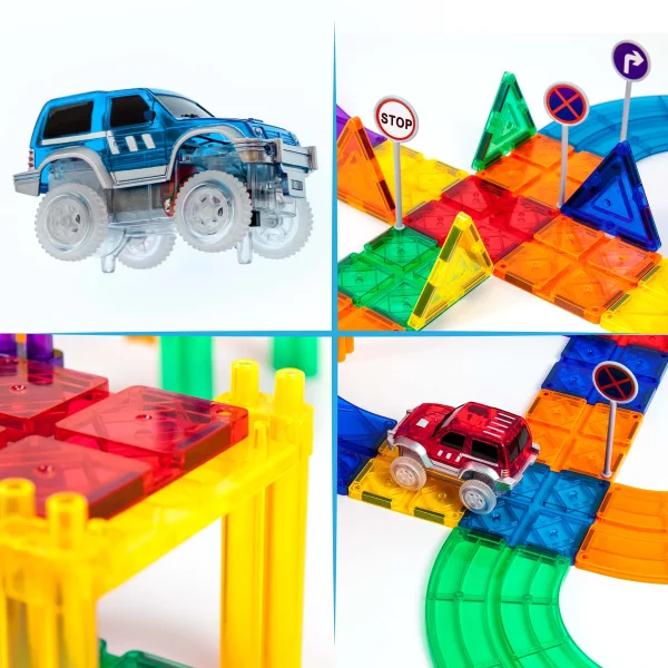 PicassoTiles | Magnetische bouwset Racebaan 50-delig - Afbeelding 2
