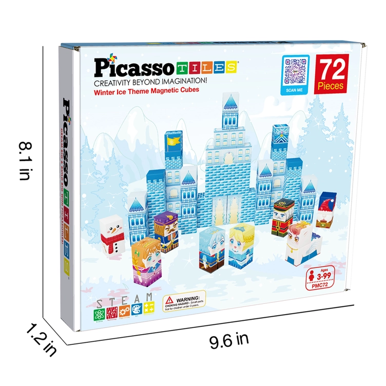 PicassoTiles | Magnetische Bouwset Winterijs thema 72-delig - Afbeelding 8