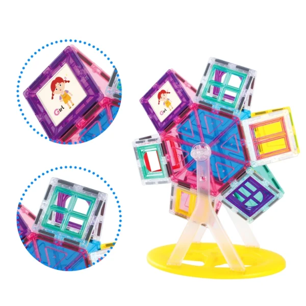 PicassoTiles | Magnetische bouwset - Reuzenrad 63-delig - Afbeelding 2