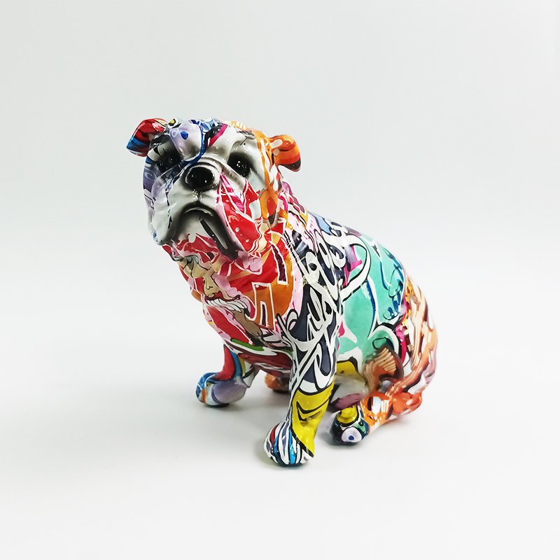 Polyresin bulldog kleurrijk