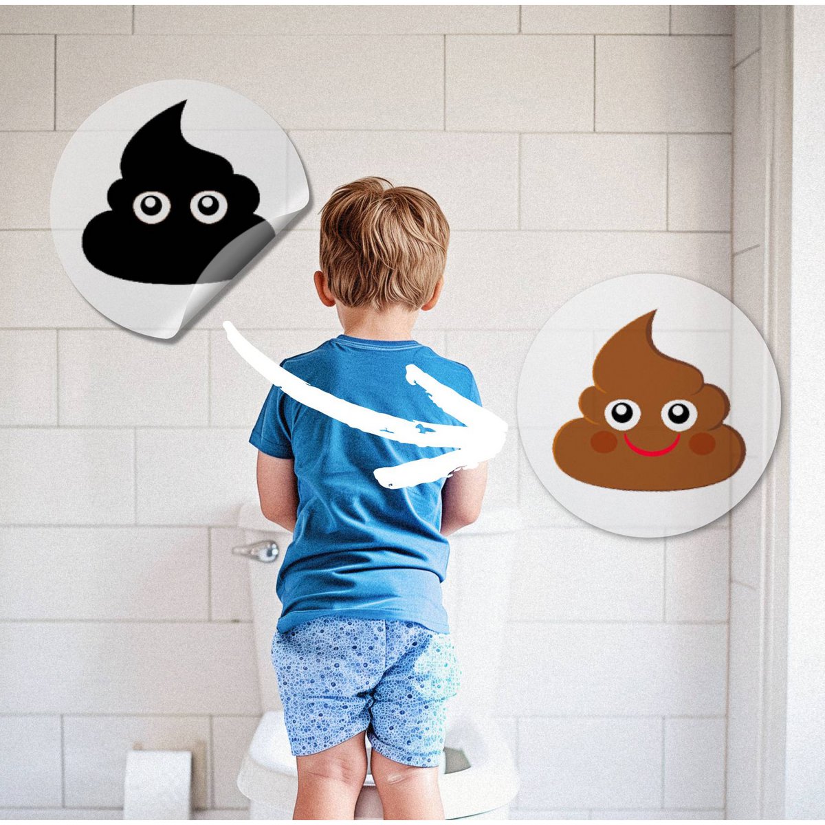 Magische Plasstickers Emoji Drol - 2 Verkleurende Stickers voor Zindelijkheidstraining
