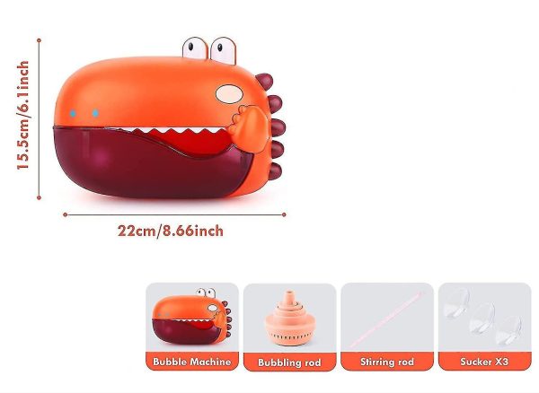Dino Bubbelmachine met regelbaar geluid - Oranje - Afbeelding 3