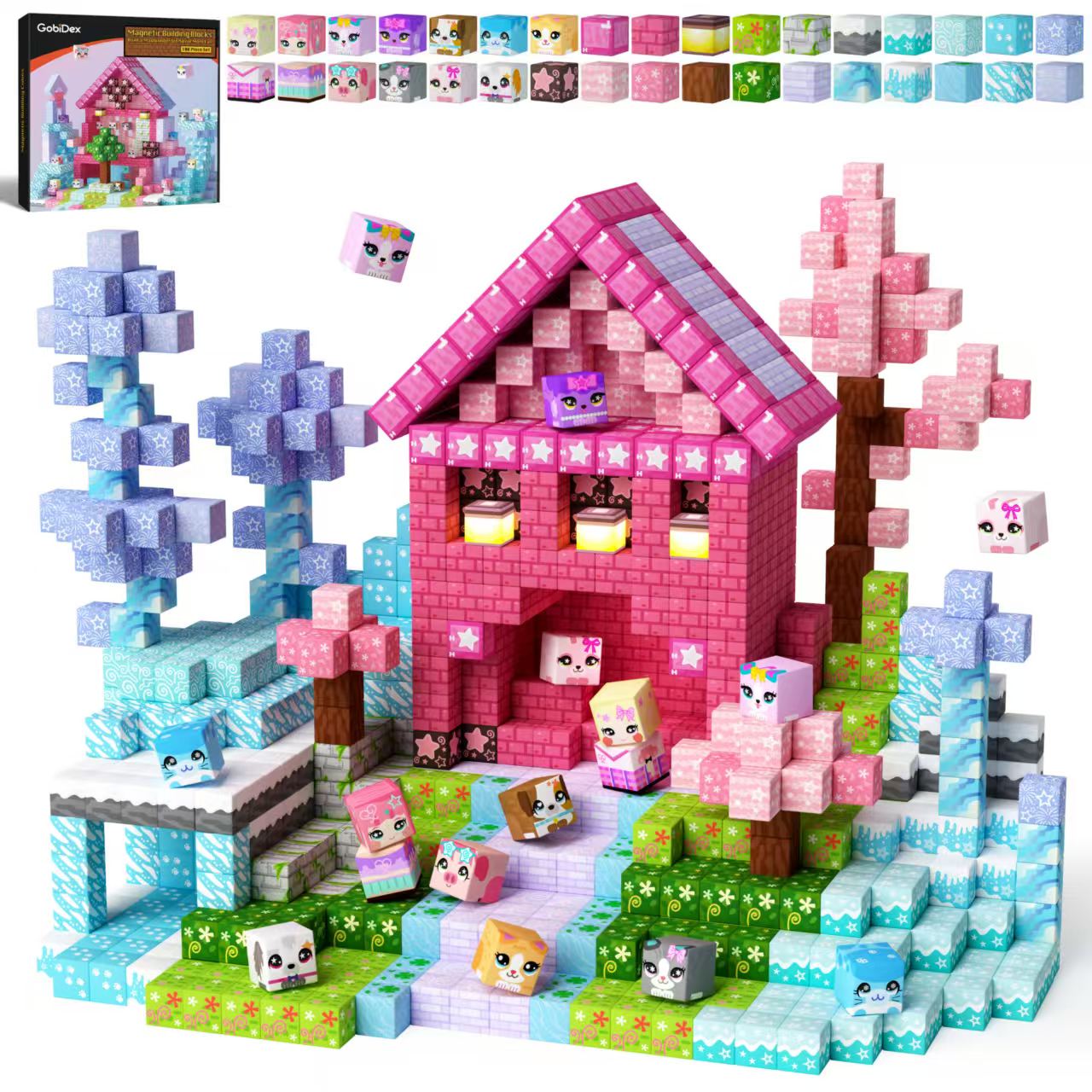 Gobidex | Magnetische Bouwkubussen - Thema Elfen 200st - Afbeelding 2