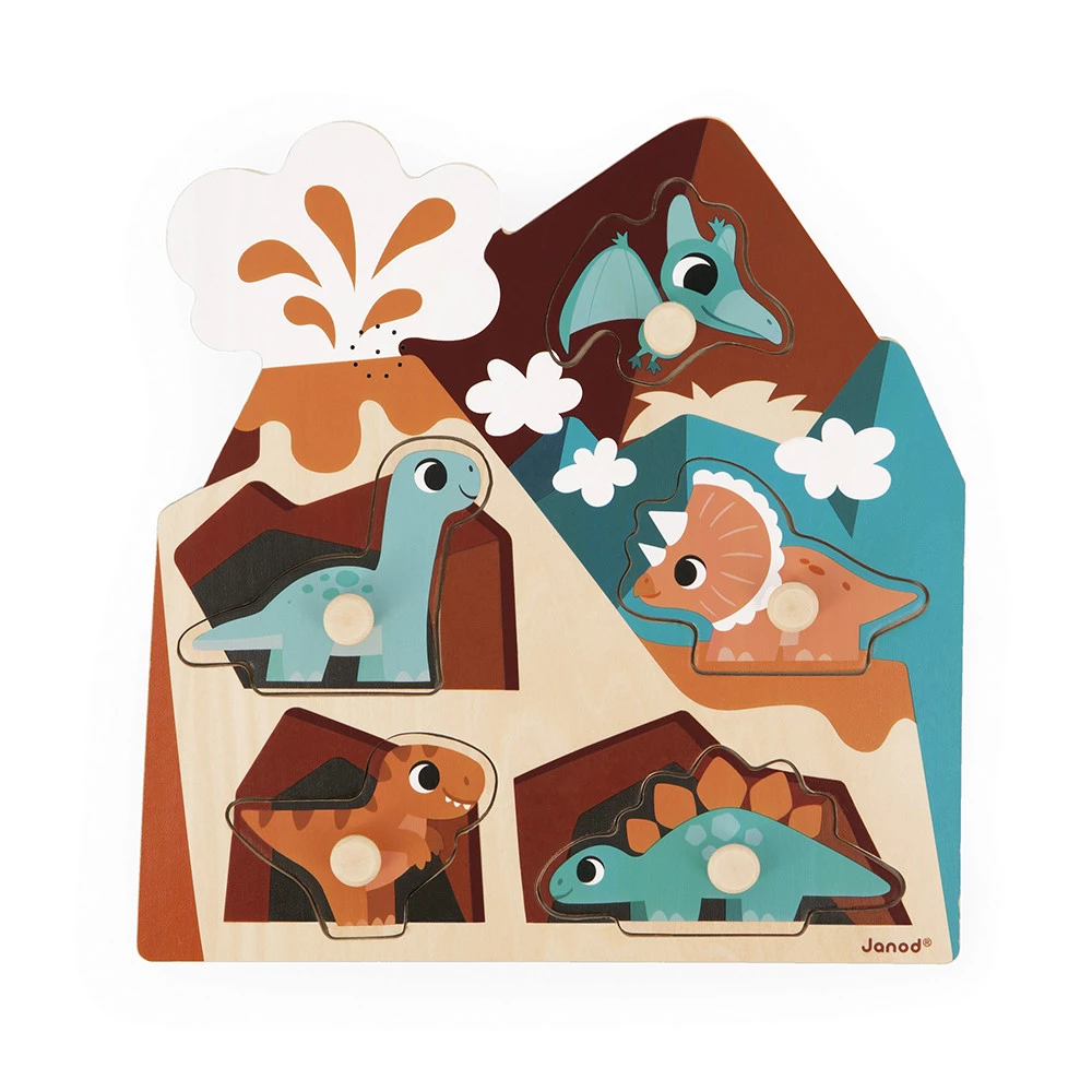 Janod | 5-delige Dino Geluidspuzzel - Afbeelding 3