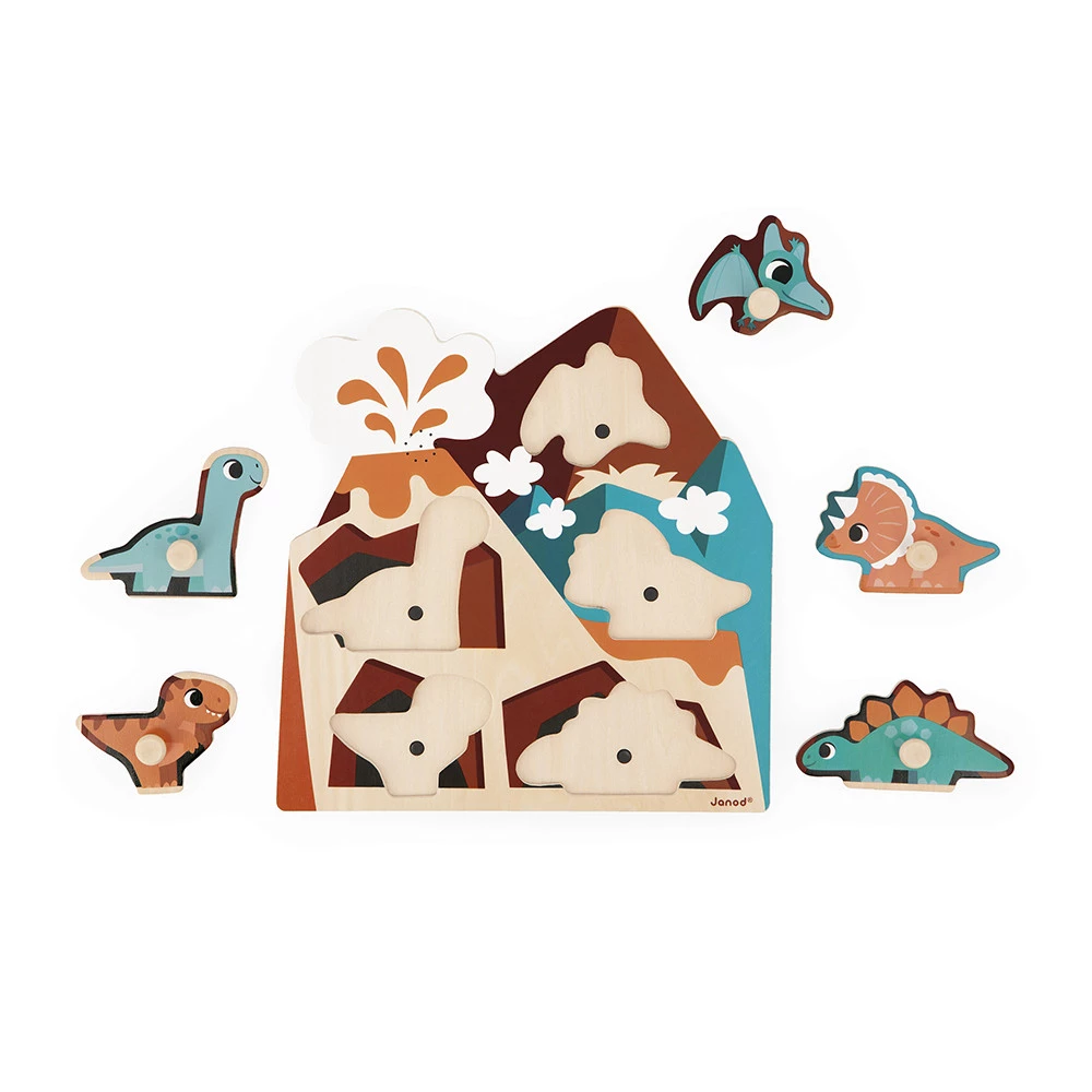 Janod | 5-delige Dino Geluidspuzzel - Afbeelding 4