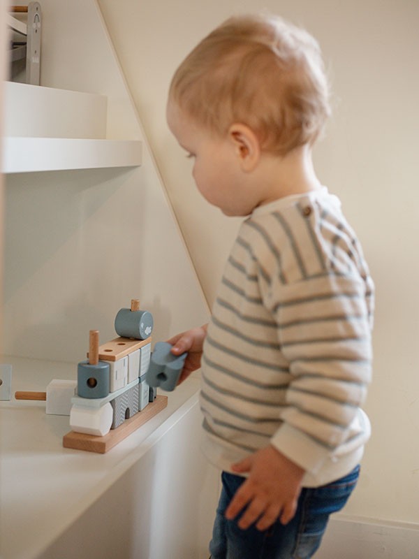 Label Label | Blokkenset Huis – Blauw - Afbeelding 2