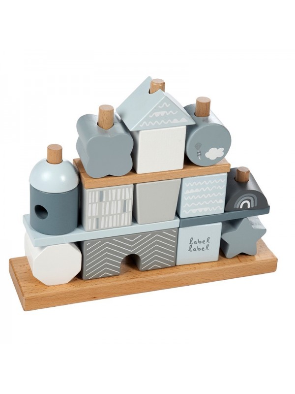 Label Label | Blokkenset Huis – Blauw