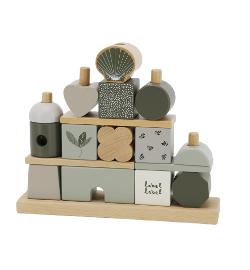 Label Label | Blokkenset Huis – Olijf Groen