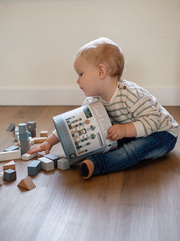 Label Label | Houten Blokken Set Emmer - Blauw - Afbeelding 3