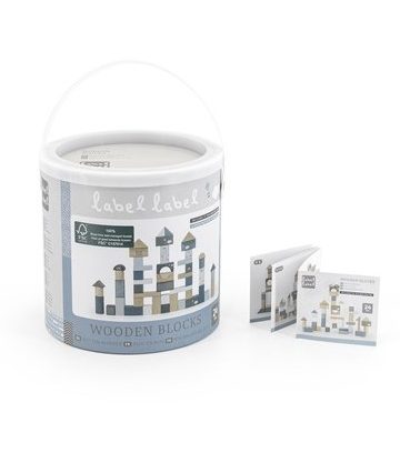 Label Label | Houten Blokken Set Emmer - Blauw - Afbeelding 5