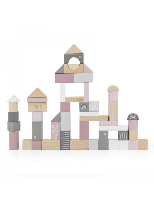 Label Label | Houten Blokken Set Emmer – Roze