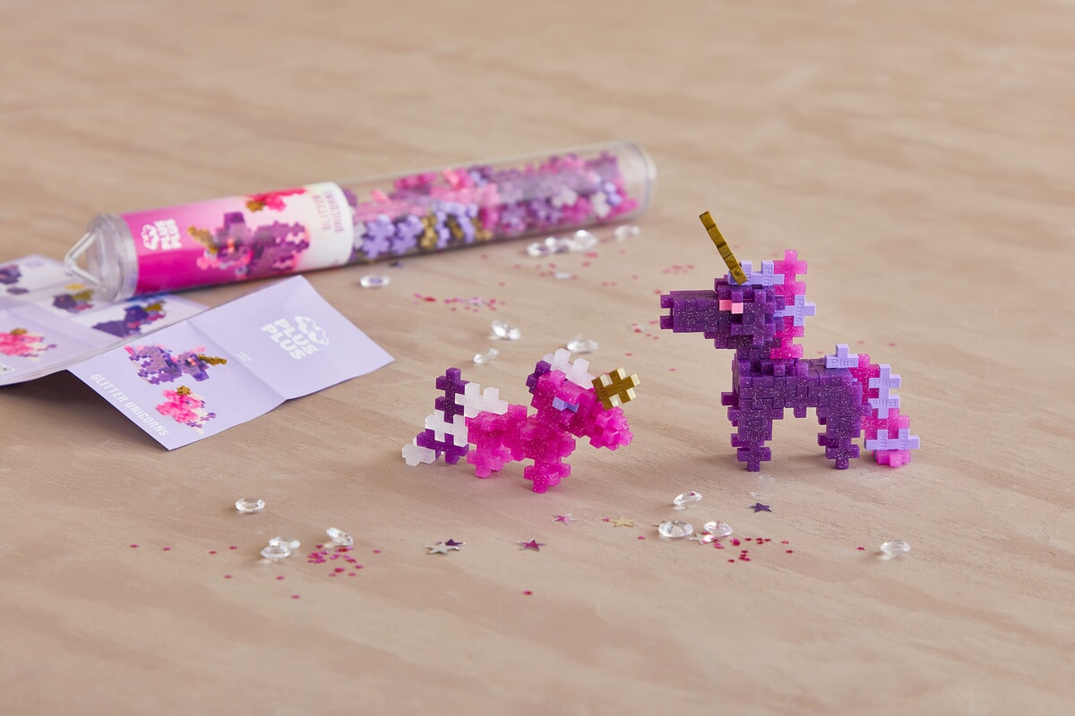 Plus-Plus | Tube Glitter Unicorns 100 stuks - Afbeelding 3