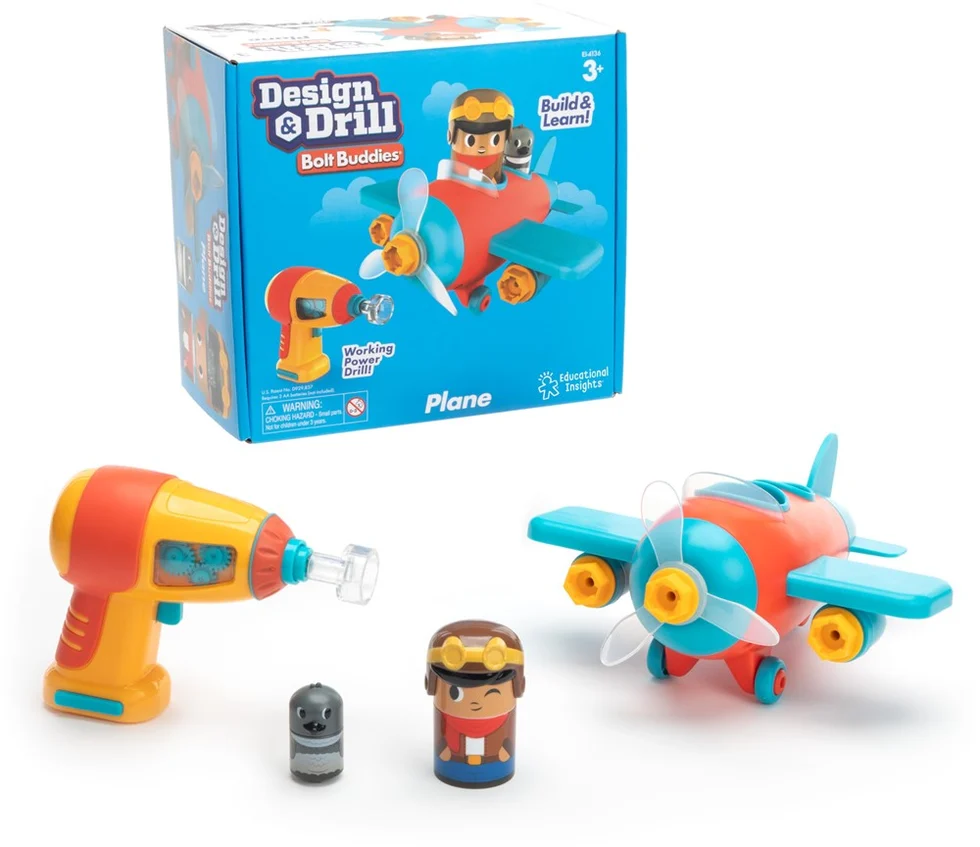 Learning Resources | Design & Drill Bolt Buddies Plane - Educatief Bouwspeelgoed